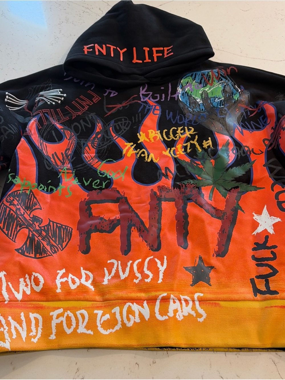 FNTY LIFE Kids Black and Orange Graphic Hoodie